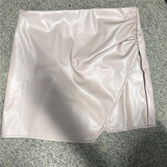 Pale Pink Vegan Leather Mini Skirt - Picture 1 of 5